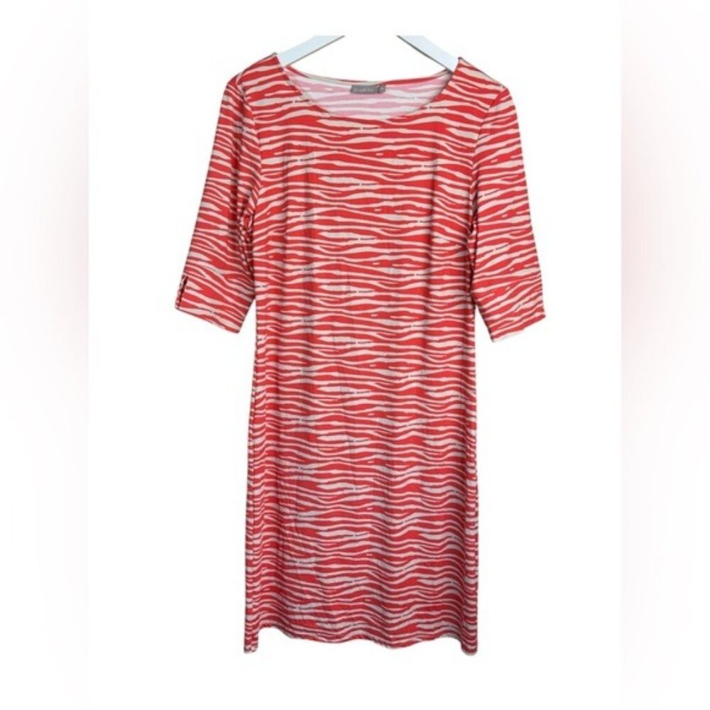 Ellie Kai Zebra Print Shift Dress Red White Size 6
